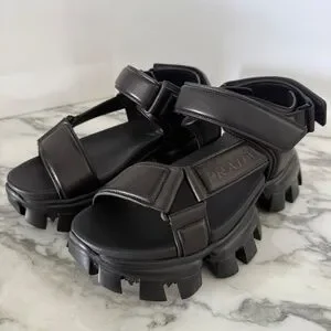 Prada 2x3077 Nappa Sport Black Leather Men\'s Sandal, US 7 (P-6) Prada 2x3077 Nappa Sport Black Leather Men main image 4